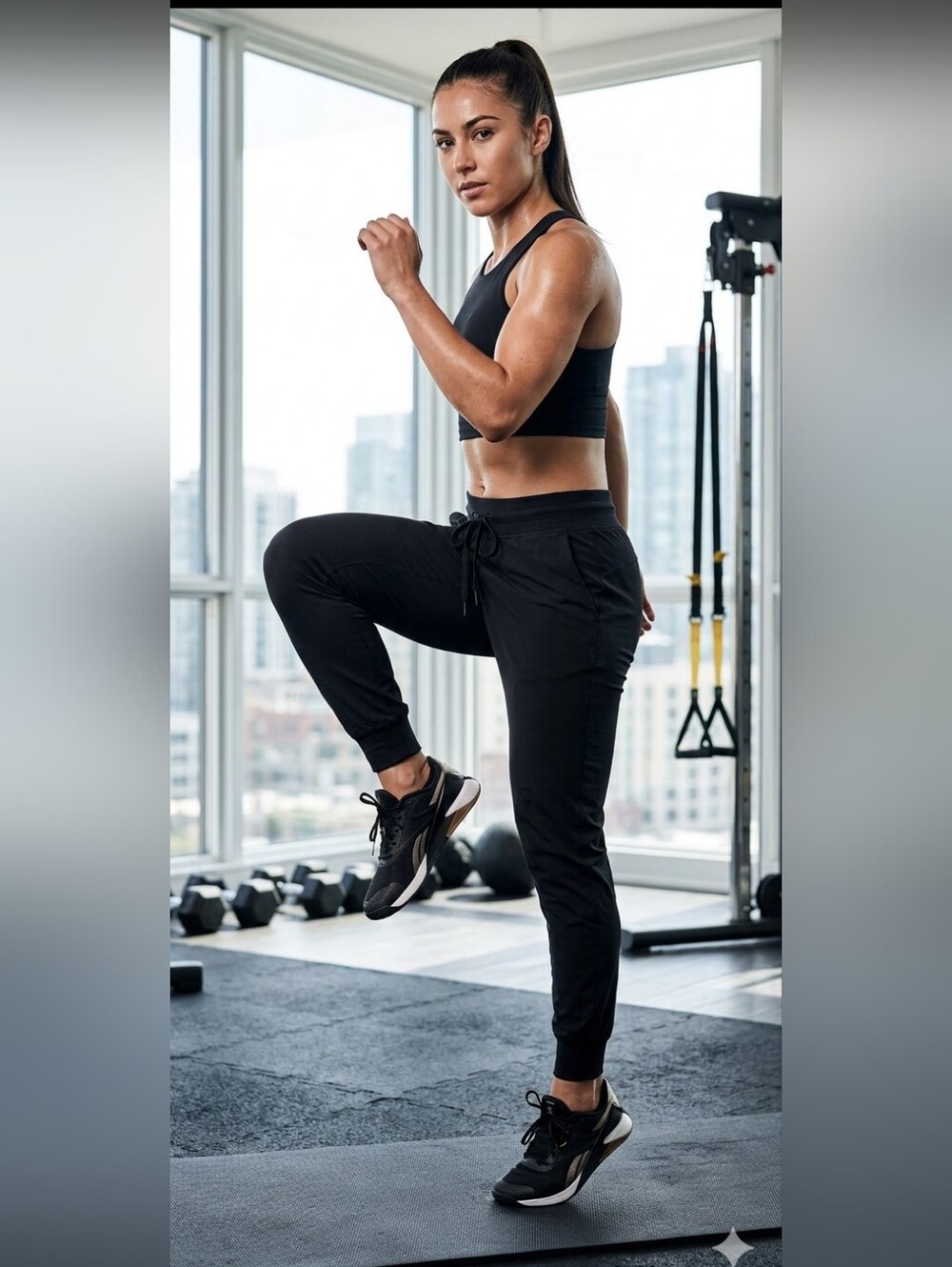 ZYIA Black Women's Drawstring Joggers with Cuffed Ankles